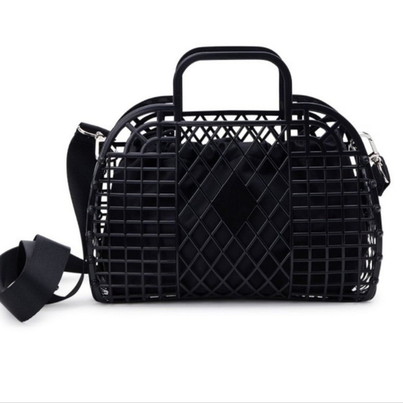 No Boundaries Juniors Jelly Crossbody Handbag with Top Handle - Picture 1 of 4